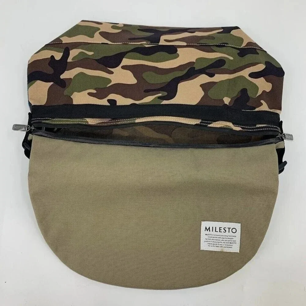 Milesto Camouflage Canvas Medium Multi Pocket Strap‎ Messenger NWT